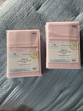 Sweet Home King Size Pink Flannel Pillowcase 2-Pack — Soft Pink